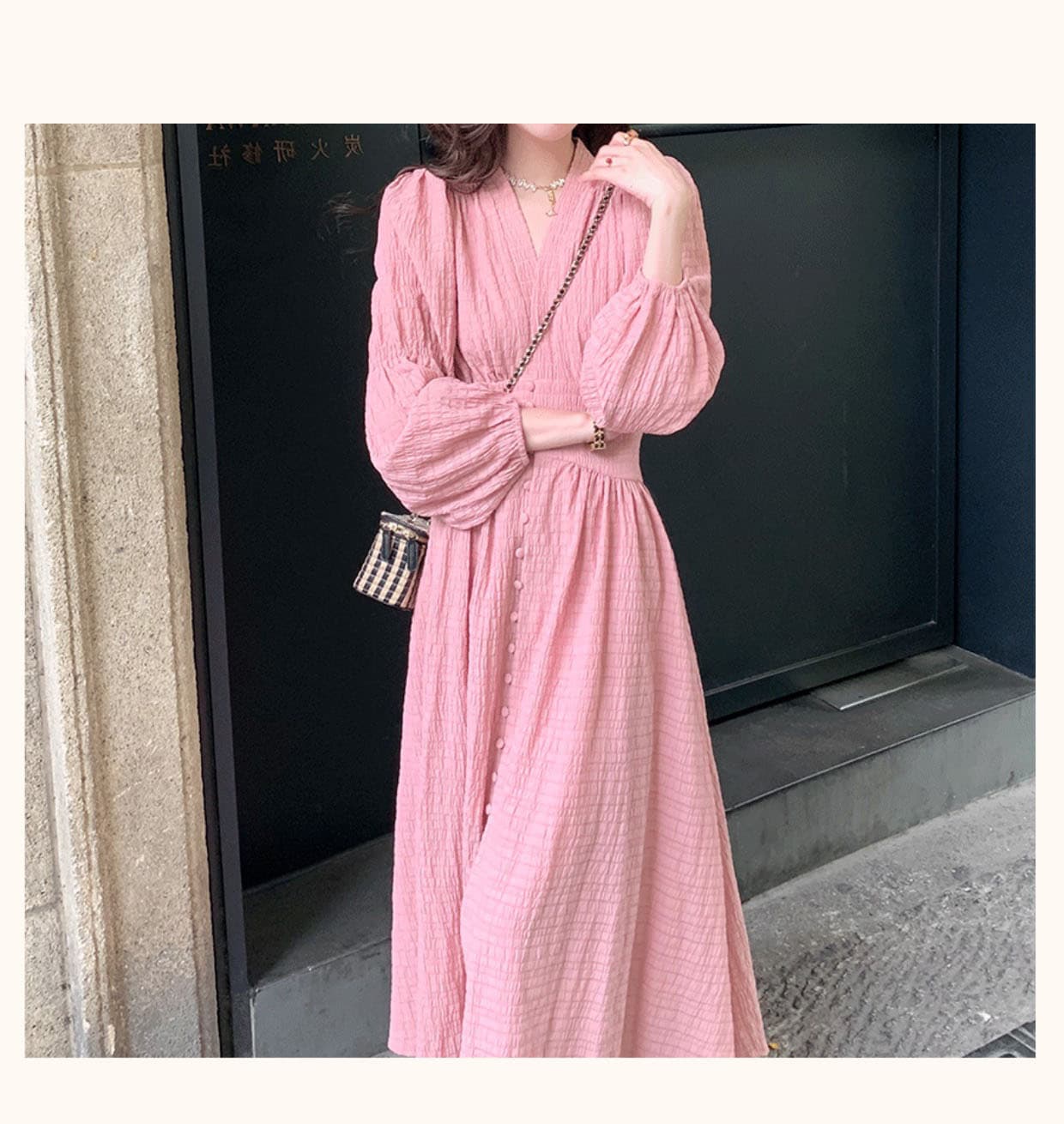 大人ワンピース ロング ふんわり袖 大人華やぎワンピース