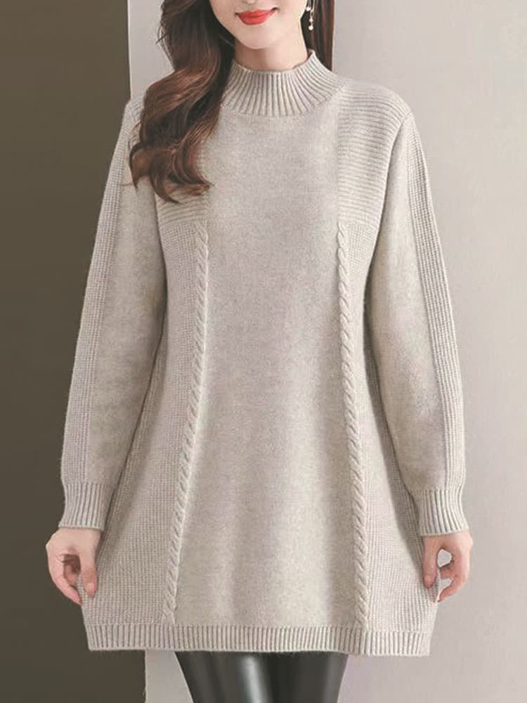 大人ワンピース ロング 秋冬シンプルニットワンピース