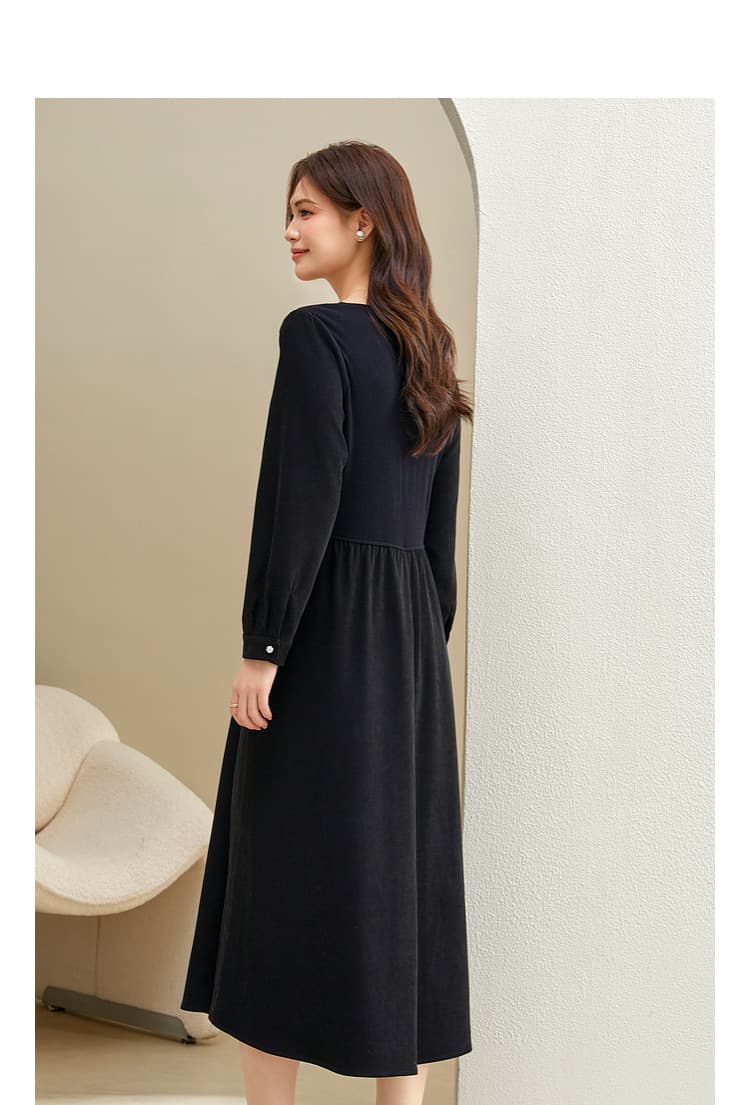 大人ワンピース ロング 上品シルエット リブニットワンピース