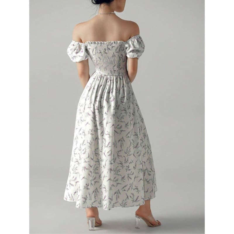 大人ワンピース ロング 花柄シャーリングワンピース