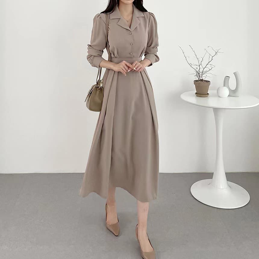 大人ワンピース ロング 上品クラシカルシャツワンピース