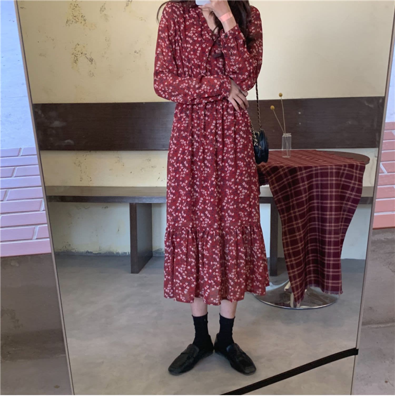 大人ワンピース ロング 花柄シフォンティアードロングワンピース