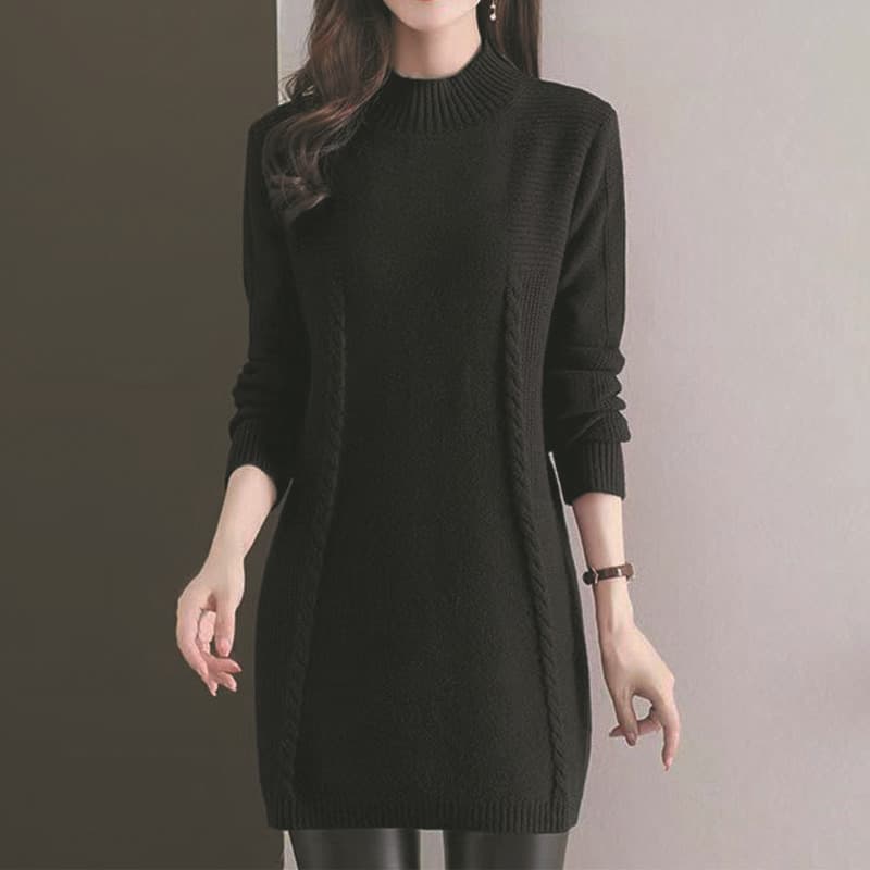 大人ワンピース ロング 秋冬シンプルニットワンピース
