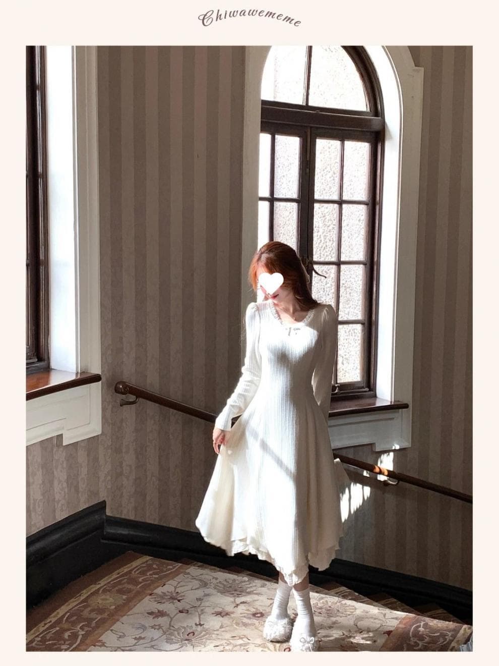 大人ワンピース ロング 優雅なプリーツニットワンピース