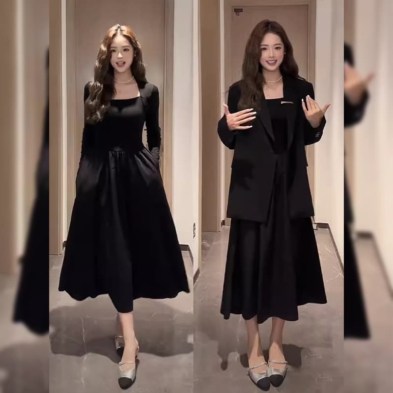 大人ワンピース ロング シンプル上品フレアロングワンピース