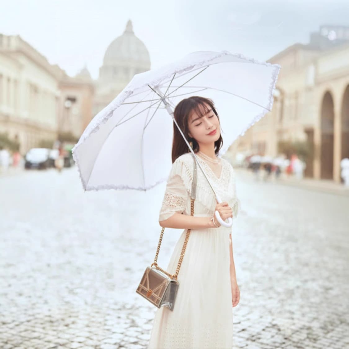 大人ワンピース ロング フリンジレース ワンピース