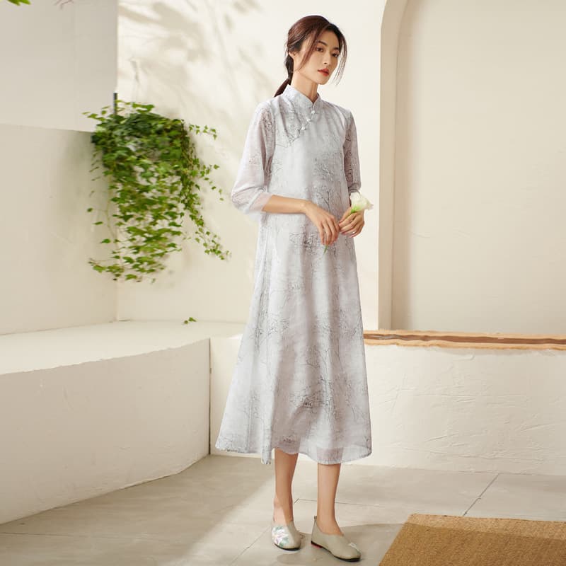 大人ワンピース ロング 刺繍チャイナワンピース