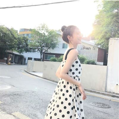 大人ワンピース ミニ みずたま柄フレアキャミワンピース