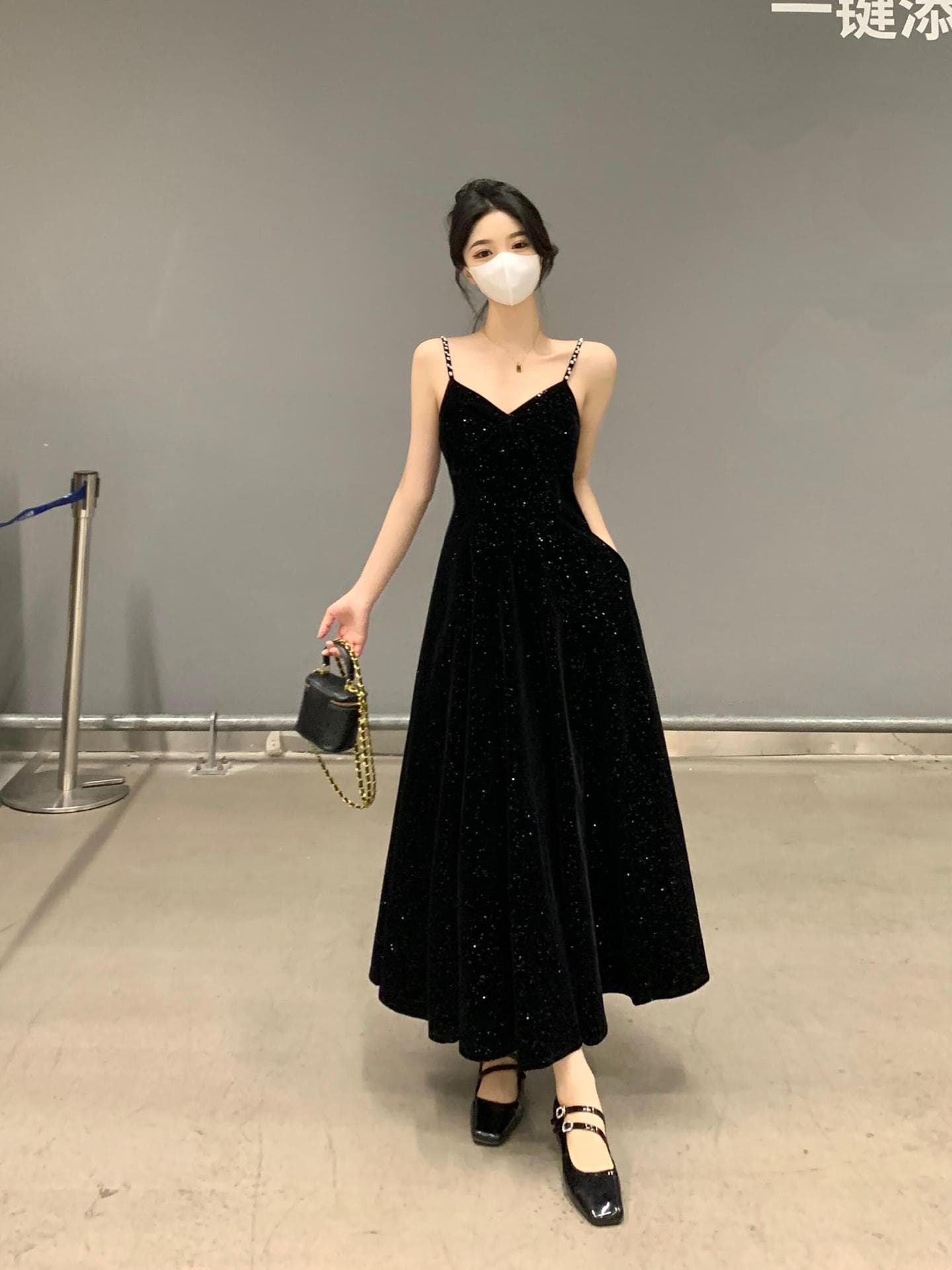 大人ワンピース ロング きらめき華やぎベロア調ギャザーワンピース