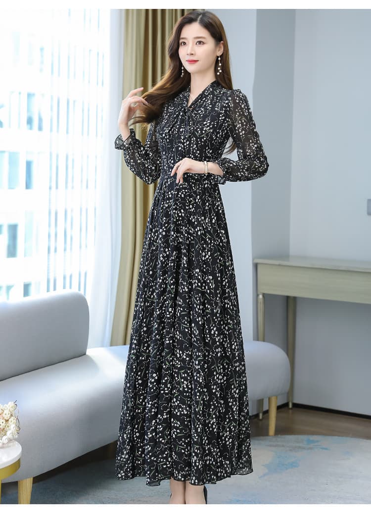大人ワンピース ロング 花柄フェミニンワンピース