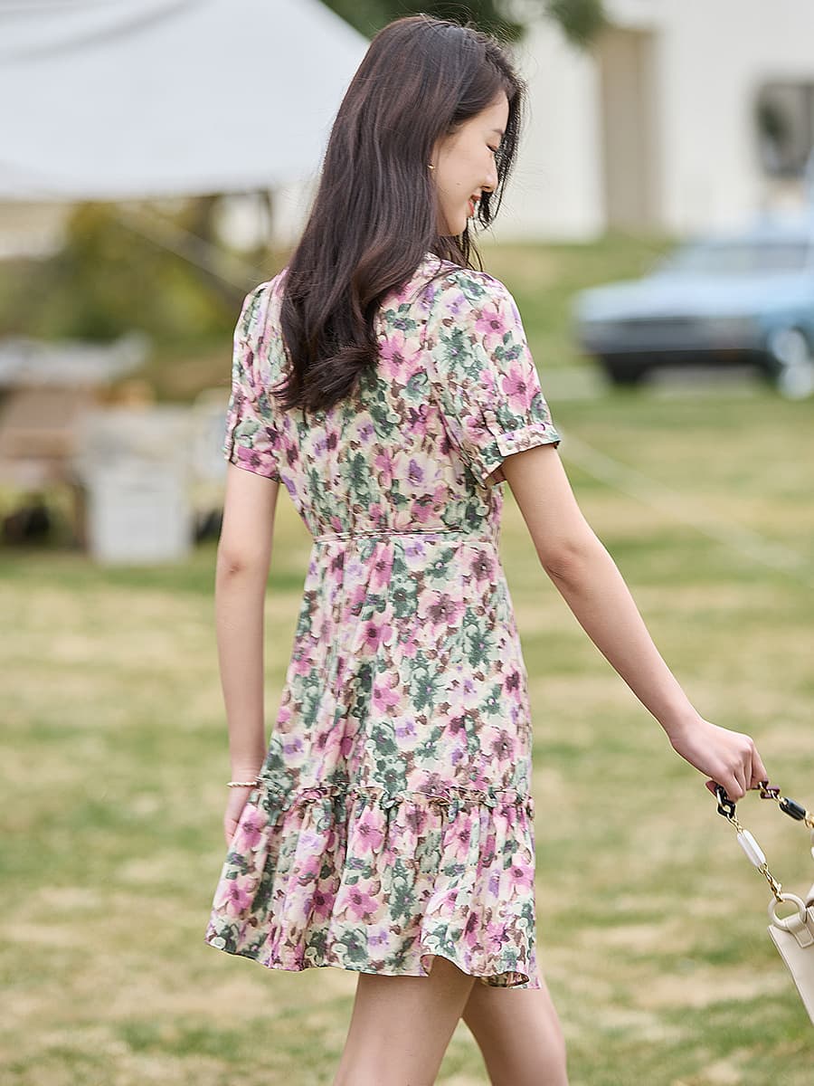 大人ワンピース ロング 優美な花のワルツ ふんわり
