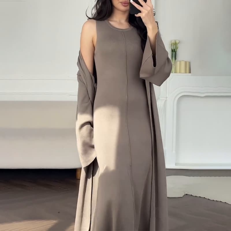 大人ワンピース ロング なめらかフォルムロングワンピース
