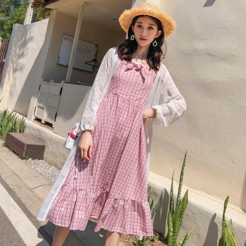 大人ワンピース ロング ふんわり袖なしティアードキャミワンピース