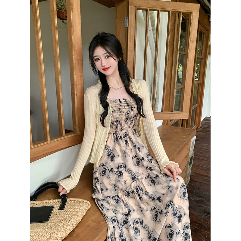 大人ワンピース マキシ 大人の花柄キャミマキシワンピース
