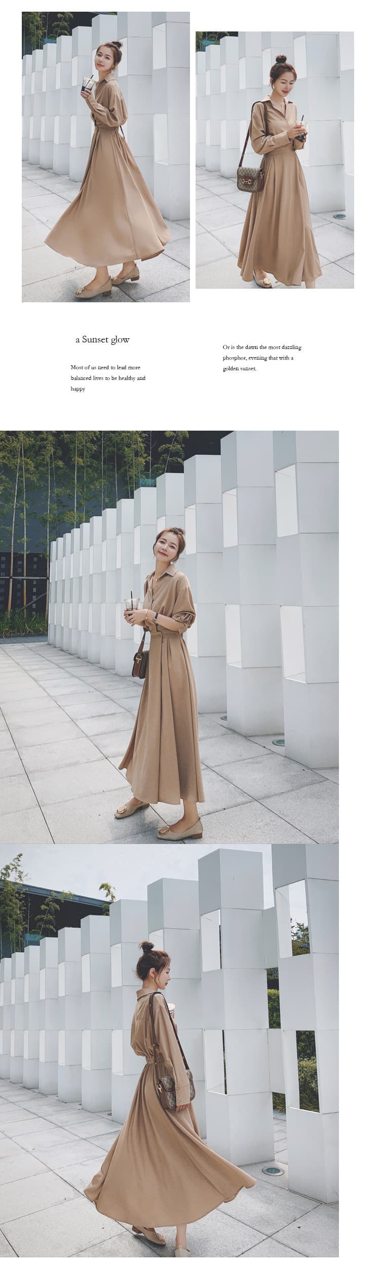 大人ワンピース ロング 上品シルエットシャツロングワンピース