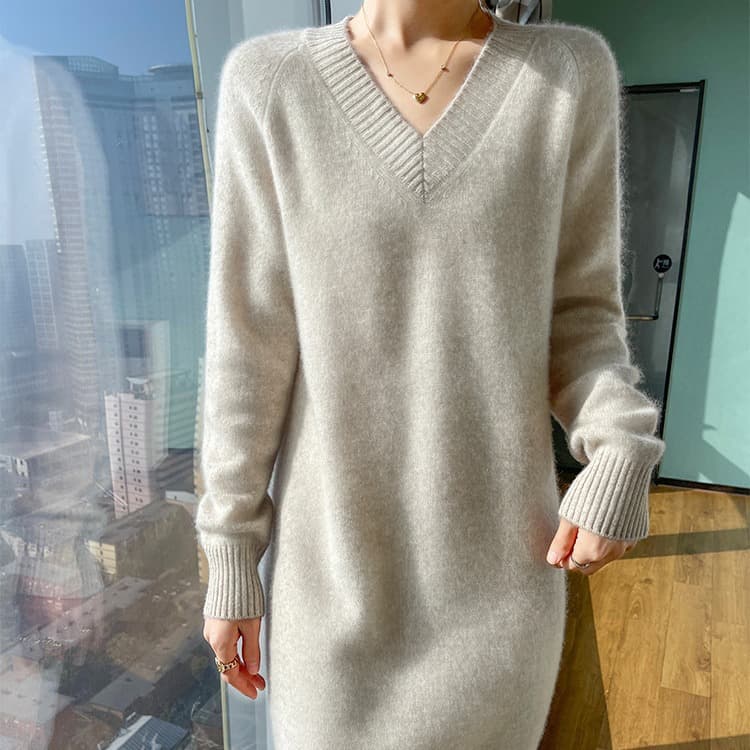 大人ワンピース ロング しなやか上質カシミヤ大人ニットワンピース