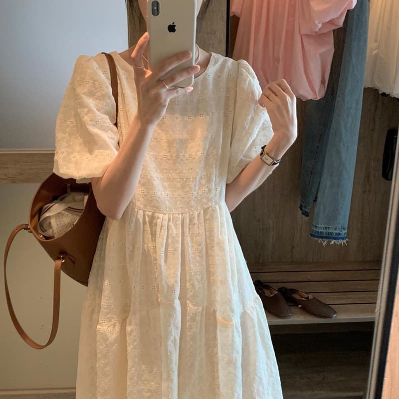 大人ワンピース ロング 優美なティアードフリル袖