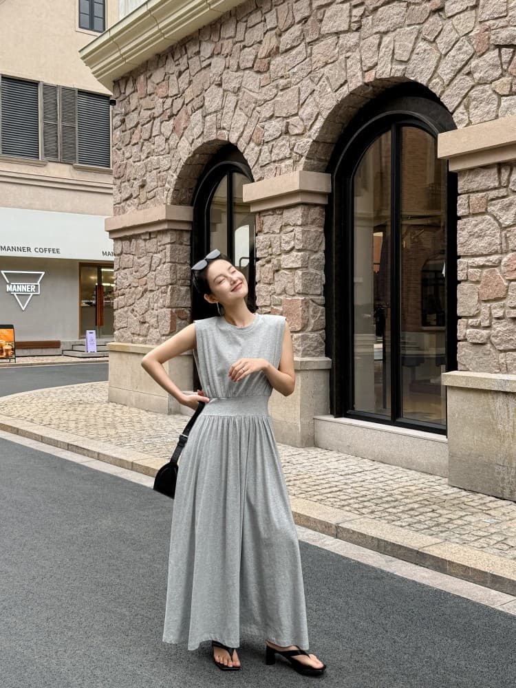 大人ワンピース ロング 上品フレアシルエットロングワンピース
