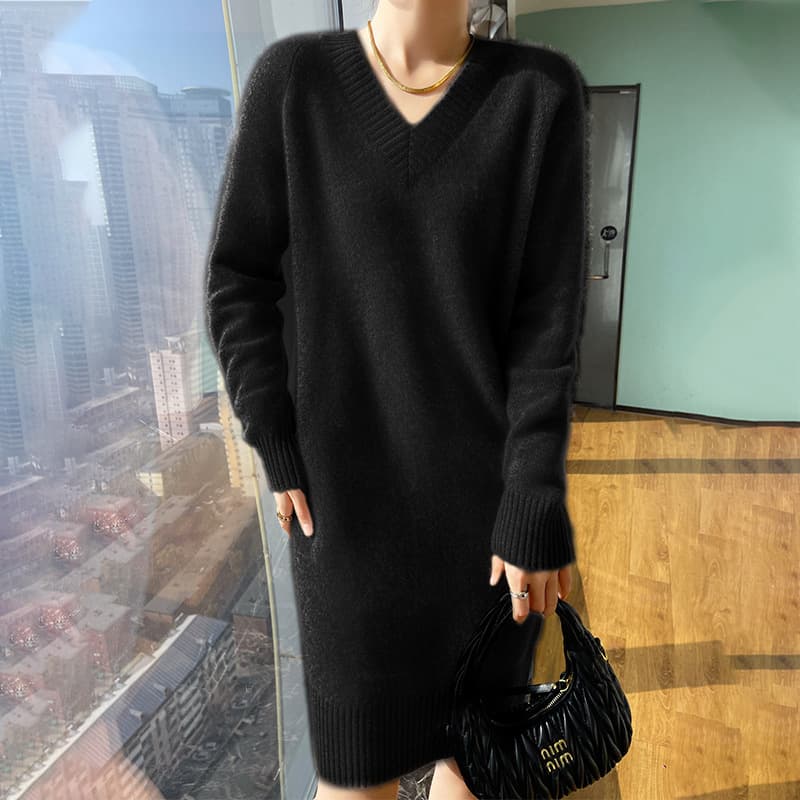 大人ワンピース ロング しなやか上質カシミヤ大人ニットワンピース