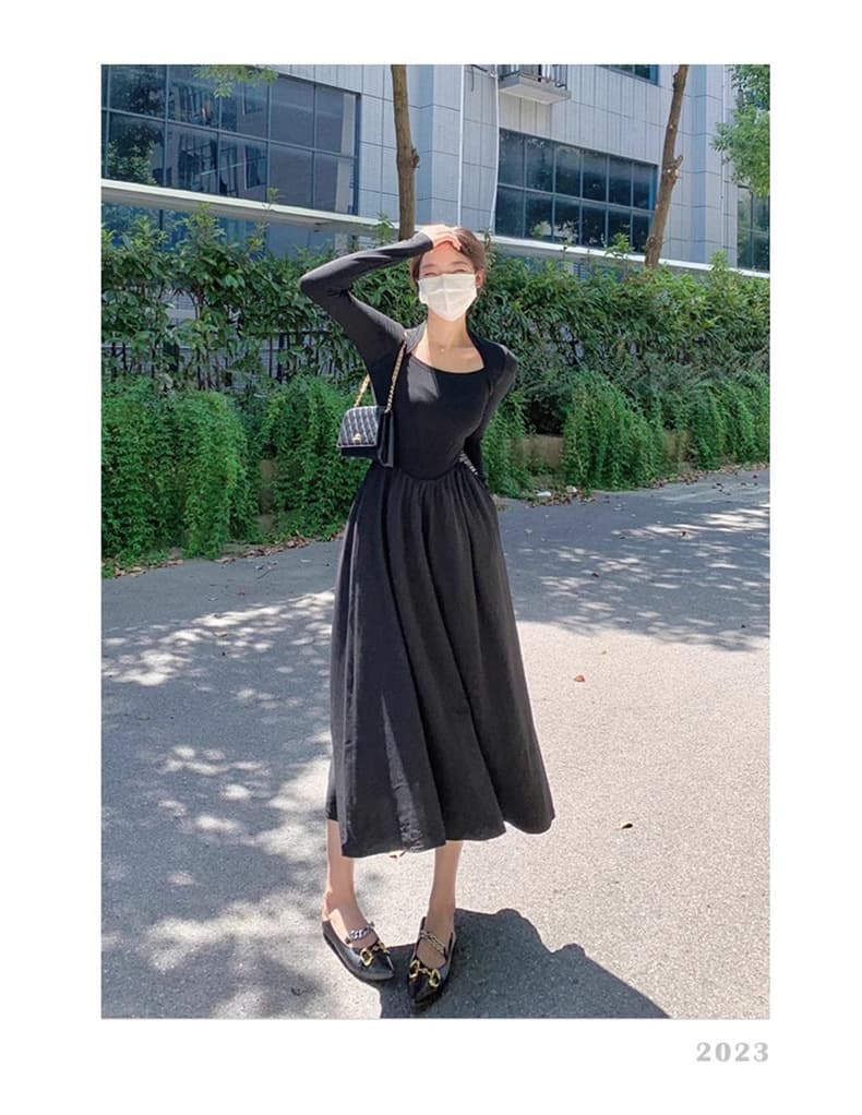 大人ワンピース ロング シンプル上品フレアロングワンピース