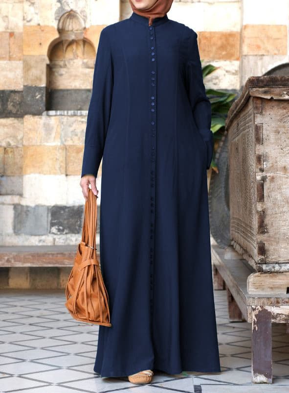 大人ワンピース ロング 前開きボタンシンプルワンピース