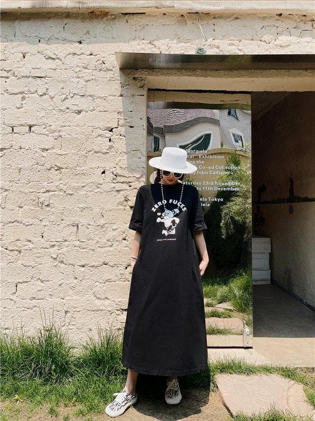 大人ワンピース ロング バックデザイン水玉切替ロングワンピース