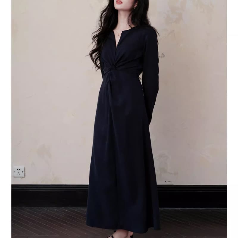 大人ワンピース ロング ツイストデザイン シンプルワンピース