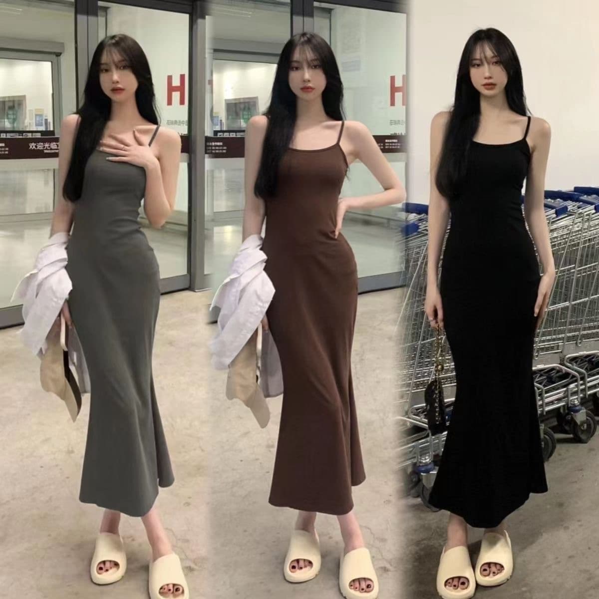 大人ワンピース ロング なめらかシルエットキャミソールワンピース