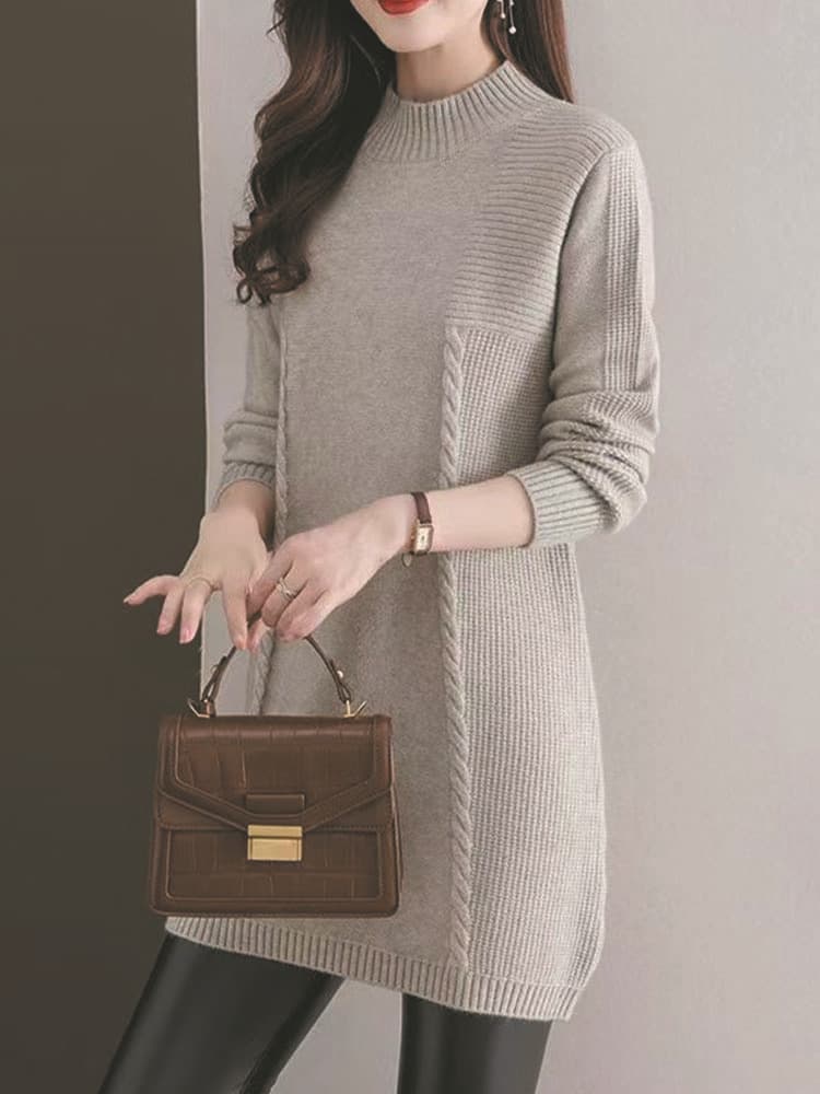 大人ワンピース ロング 秋冬シンプルニットワンピース