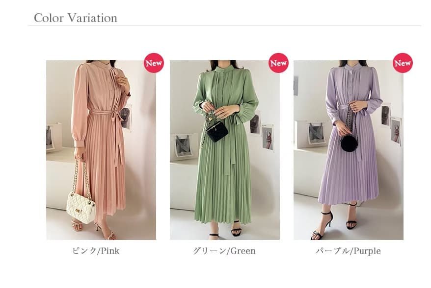 大人ワンピース ロング ふんわりプリーツワンピース