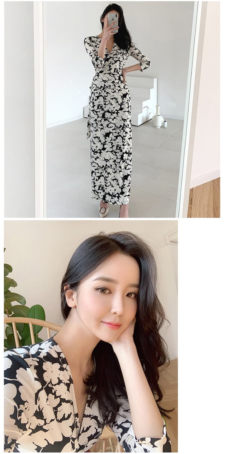 大人ワンピース ロング 花柄 上品レディースワンピース
