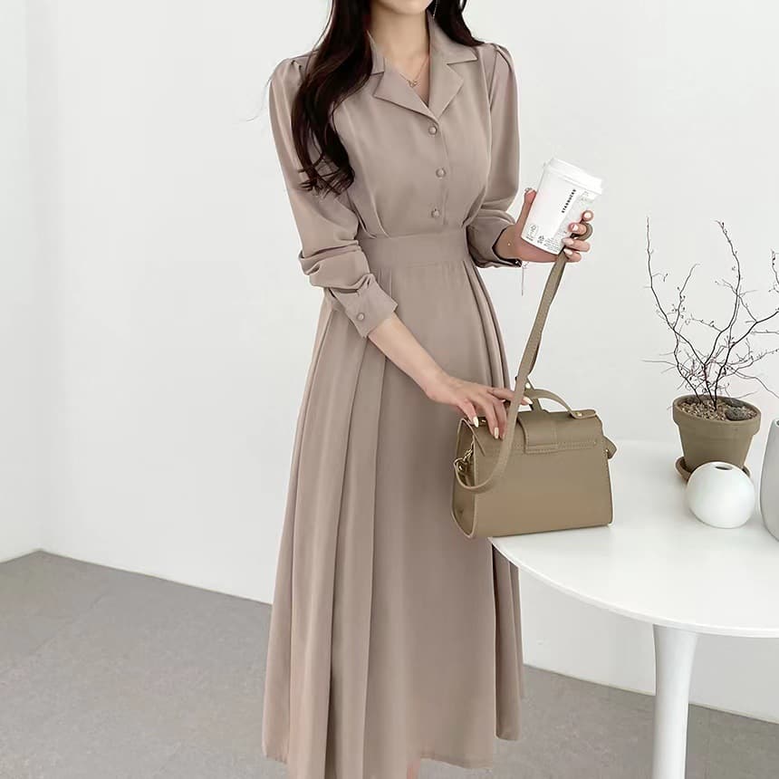 大人ワンピース ロング 上品クラシカルシャツワンピース