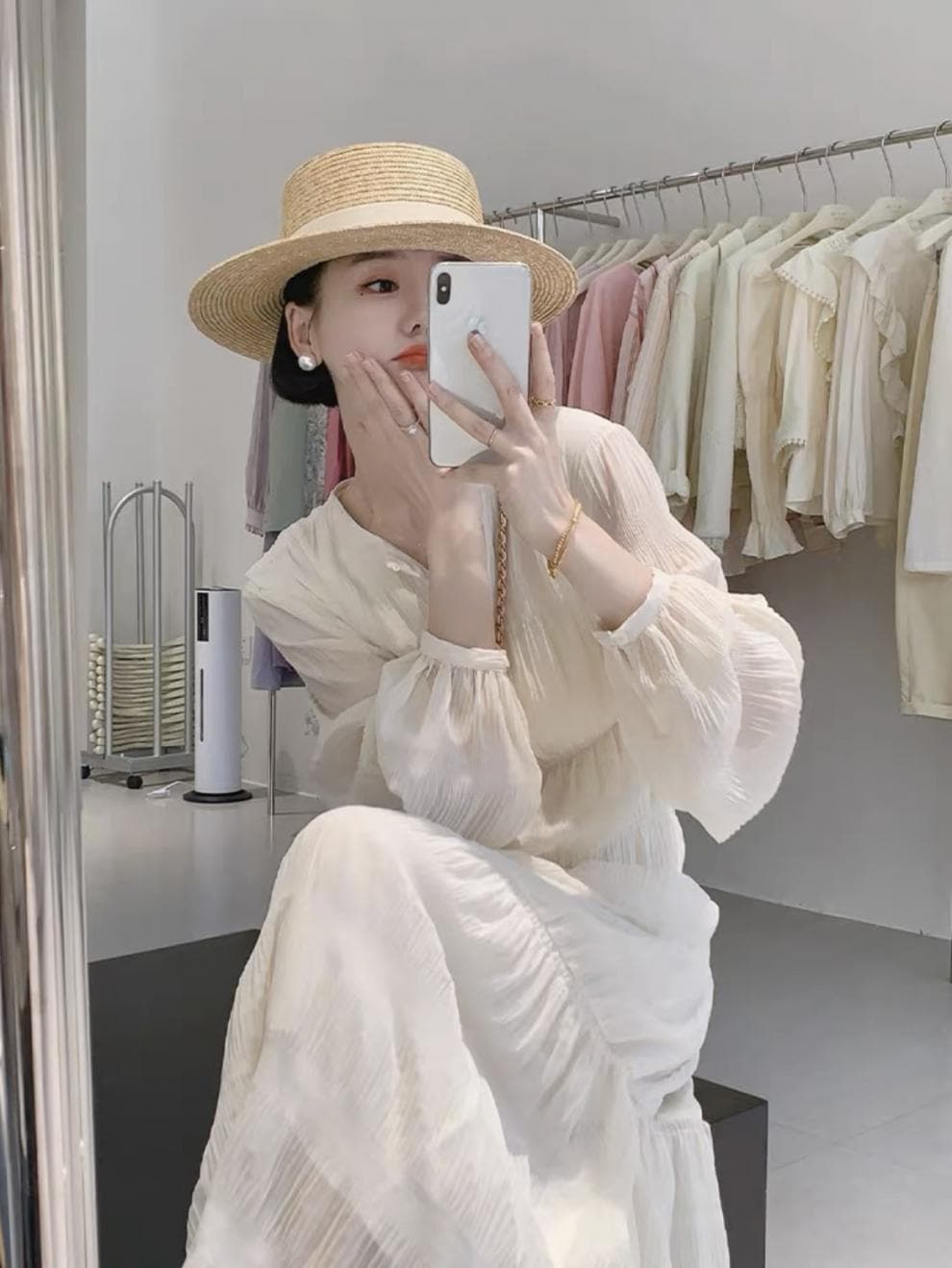 大人ワンピース ロング ふんわり袖のティアードロングワンピース