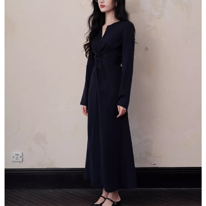 大人ワンピース ロング ツイストデザイン シンプルワンピース